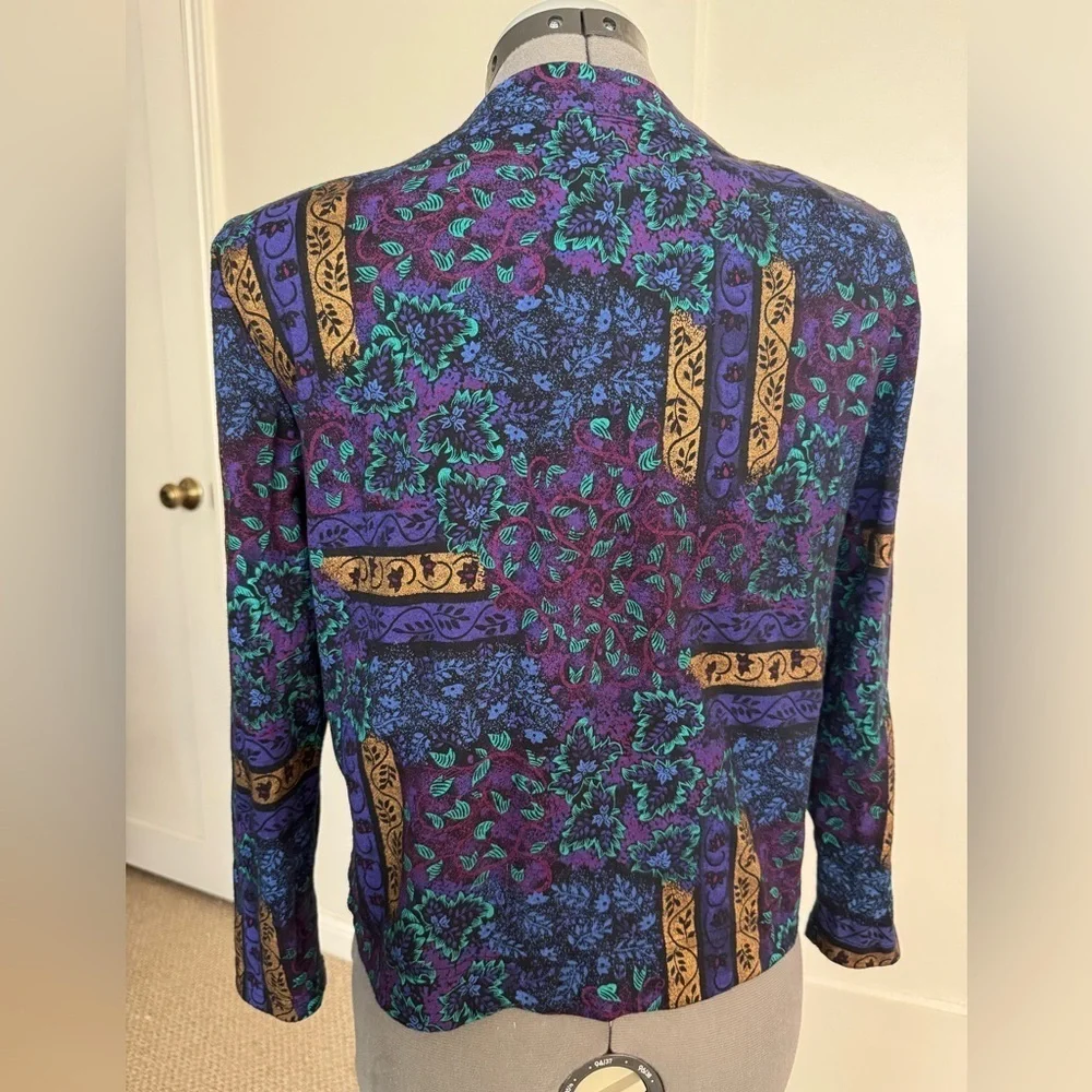 Vintage 80s Blazer, blue and purple with Gold Embellishments - Picture 7 of 11